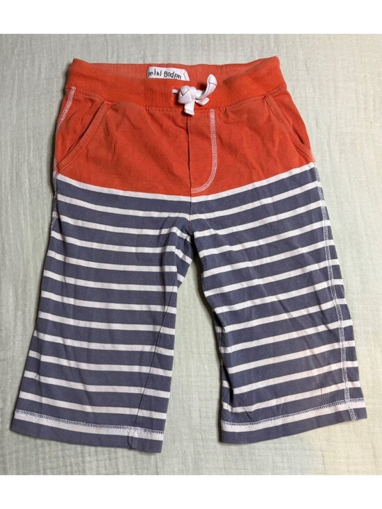 Mini Boden Other - Mini Boden Boys Striped Shorts (Baggies) Orange & Grey Size 7Y Casual Elastic Wa